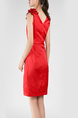 Red Slim A-Line V Neck Linking Asymmetrical Hem Above Knee Dress for Casual Party