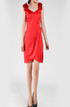 Red Slim A-Line V Neck Linking Asymmetrical Hem Above Knee Dress for Casual Party