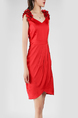 Red Slim A-Line V Neck Linking Asymmetrical Hem Above Knee Dress for Casual Party