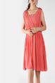 Rose Red Slim A-Line V Neck Linking Adjustable Waist Bead Sequins Above Knee Dress for Evening Cocktail Bridesmaid Prom