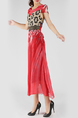 Red and Colorful Slim Full Skirt Round Neck Chiffon Linking Contrast Sequins Stitching Midi Dress for Evening Party Cocktail