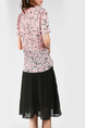 Pink and Black Slim Plus Size A-Line Round Neck Chiffon Pleated Linking Above Knee Dress for Casual