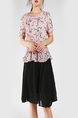 Pink and Black Slim Plus Size A-Line Round Neck Chiffon Pleated Linking Above Knee Dress for Casual