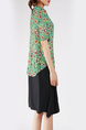 Green and Black Loose Plus Size A-Line Round Neck Linking Floral Knee Length Dress for Casual Party Office