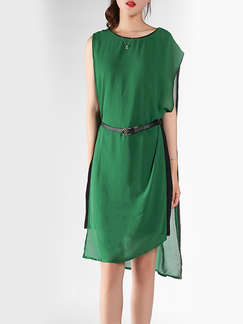 Green and Black Slim Seem-Two Linking A-Line Asymmetrical Hem Above Knee Dress for Casual Party