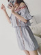 Grey Slim Chiffon Off-Shoulder Embroidery Adjustable Waist Flare Sleeve Above Knee Dress for Casual Party
