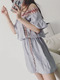 Grey Slim Chiffon Off-Shoulder Embroidery Adjustable Waist Flare Sleeve Above Knee Dress for Casual Party
