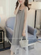 White Chiffon Two-Piece Plus Size Loose Round Neck Sling See-Through Shift Midi Dress for Casual
