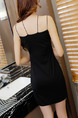 Black Bodycon Furcal Over-Hip Above Knee Slip Dress for Party Evening Nightclub