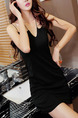 Black Bodycon Furcal Over-Hip Above Knee Slip Dress for Party Evening Nightclub