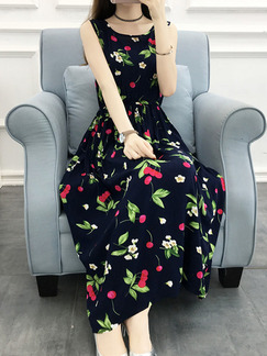 Black Colorful Loose Printed Maxi Floral Dress for Casual Party