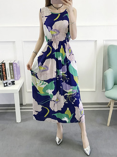 Colorful Loose Printed Maxi Fit & Flare Dress for Casual Party