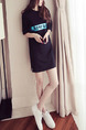 Black Loose H-Shaped Letter Above Knee Shift Plus Size Dress for Casual Party