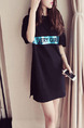 Black Loose H-Shaped Letter Above Knee Shift Plus Size Dress for Casual Party