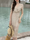 Beige Colorful Slim Floral Fishtail Maxi V Neck Dress for Casual Beach
