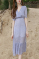 Purple Colorful Slim Floral Fishtail Maxi V Neck Dress for Casual Beach