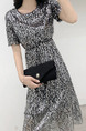 Gray Slim Sequin High Waist Knee Length Fit & Flare Dress for Party Evening Cocktail