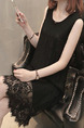 Black Loose Lace Knitting Knee Length Shift Dress for Casual Party