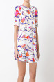 Colorful Loose Printed Above Knee Shift Dress for Casual Party