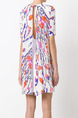 Colorful Loose Printed Above Knee Shift Dress for Casual Party