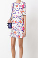 Colorful Loose Printed Above Knee Shift Dress for Casual Party