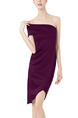 Wine Red Slim Off-Shoulder Over-Hip Above Knee  Dress for Party Evening Cocktail