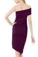 Wine Red Slim Off-Shoulder Over-Hip Above Knee  Dress for Party Evening Cocktail