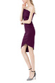 Wine Red Slim Off-Shoulder Over-Hip Above Knee  Dress for Party Evening Cocktail