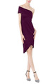 Wine Red Slim Off-Shoulder Over-Hip Above Knee  Dress for Party Evening Cocktail