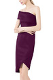 Wine Red Slim Off-Shoulder Over-Hip Above Knee  Dress for Party Evening Cocktail