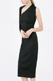 Black Slim Single Arm Over-Hip Midi Long Sleeve Dress for Party Evening Cocktail