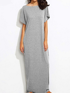 Light Gray Loose Pure Color Maxi  Dress for Casual