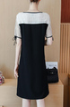 Black and White Slim Contrast Linking Lace Above Knee Shift Dress for Casual Party