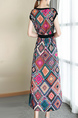 Colorful Slim Printed High Waist Maxi Plus Size Dress for Casual Party Evening