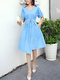 Blue Fit & Flare Knee Length Dress for Casual Party Evening