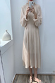 Beige Midi Long Sleeve Dress for Casual Party Evening