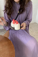 Purple Midi Long Sleeve Dress for Casual Party Evening