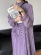 Purple Midi Long Sleeve Dress for Casual Party Evening