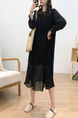 Black Midi Long Sleeve Dress for Casual Party Evening