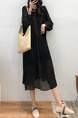 Black Midi Long Sleeve Dress for Casual Party Evening