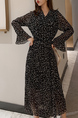 Black Midi Long Sleeve Dress for Casual Party
