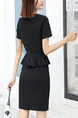 Black Sheath Above Knee V Neck Plus Size Dress for Casual Party Office
