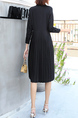 Black Knee Length Button Down Collared Plus Size Dress for Casual Office