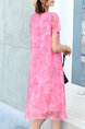 Pink Shift Midi Plus Size Dress for Casual Party Office Evening