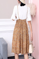 Brown and White Two Piece Fit & Flare Knee Length Dress for Casual Party Office