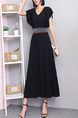 Black Maxi V Neck Dress for Casual Party Office Evening