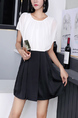 White and Black Fit & Flare Above Knee Round Neck Dress for Casual Party
