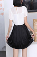 White and Black Fit & Flare Above Knee Round Neck Dress for Casual Party