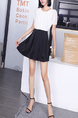 White and Black Fit & Flare Above Knee Round Neck Dress for Casual Party