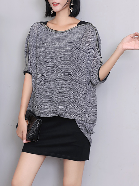Black and Gray Above Knee Dress for Casual Party